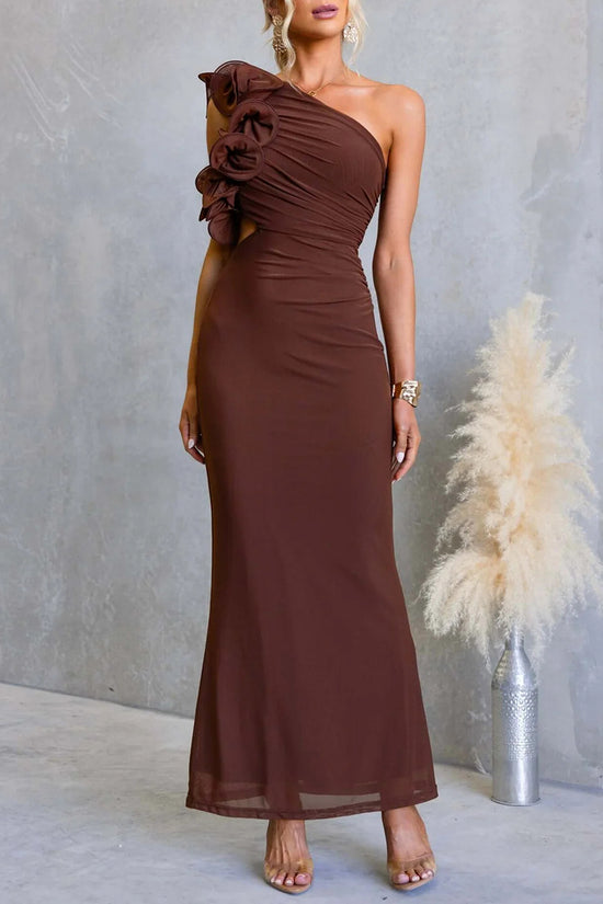Elegant One-Shoulder Casual Maxi Dress