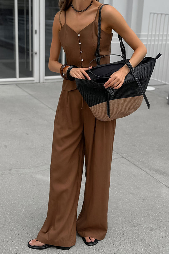 Elegant Sleeveless Peplum Pants Set