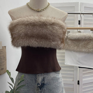 Furry Tube Strapless Camisole Top