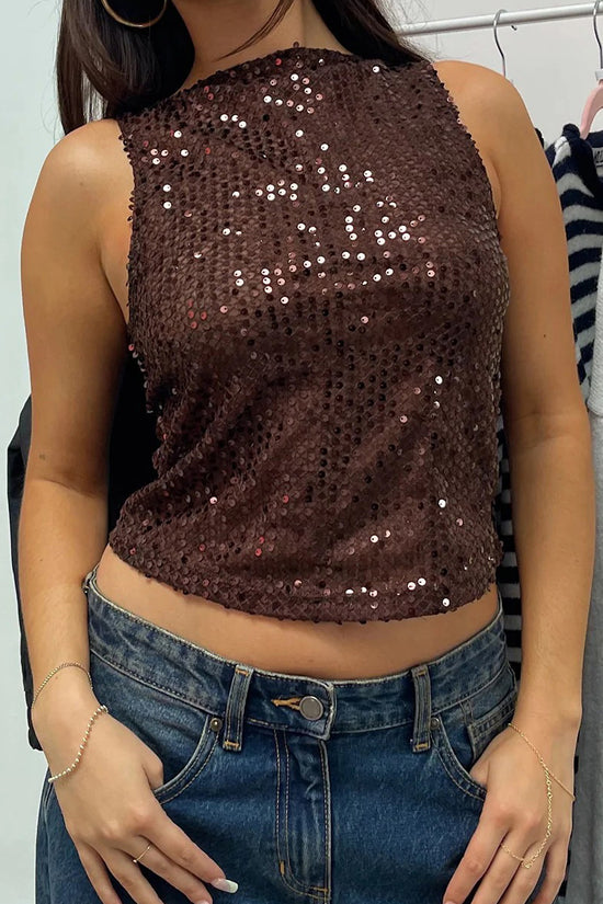 Sequin Sleeveless Tank Top