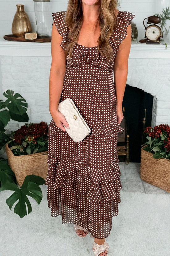 Polka Dot Ruffled Tiered Maxi Dress