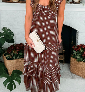 Polka Dot Ruffled Tiered Maxi Dress