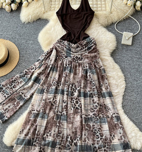 Halter Neck Patchwork Casual Dress