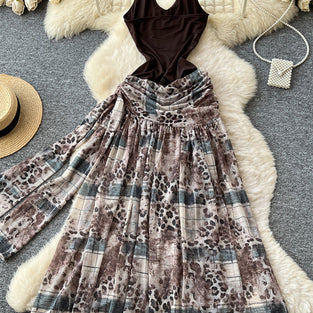 Halter Neck Patchwork Casual Dress