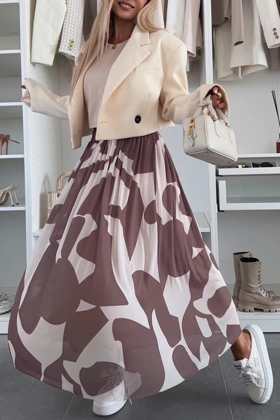 Chic Abstract Pattern Midi Skirt
