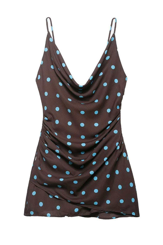 Polka Dot Cowl Neck Casual Dress