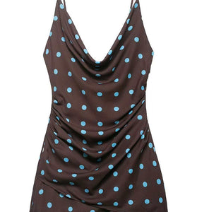Polka Dot Cowl Neck Casual Dress
