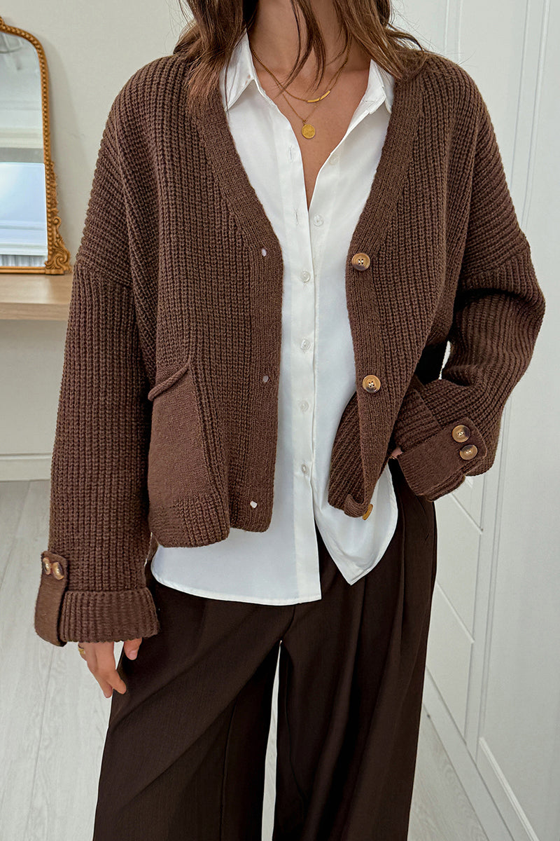 Button-Up Cardigan with Pockets