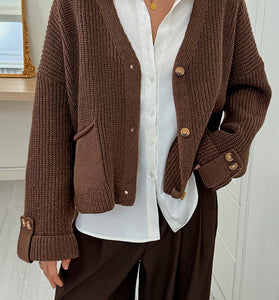 Button-Up Cardigan with Pockets