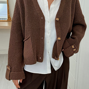Button-Up Cardigan with Pockets