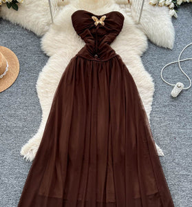 Butterfly Accent Strapless Dress