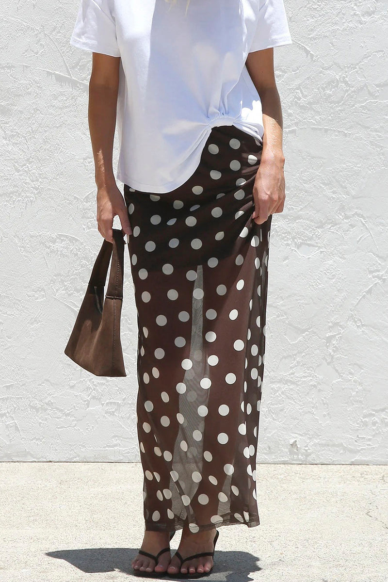 Polka Dot Sheer Midi Skirt