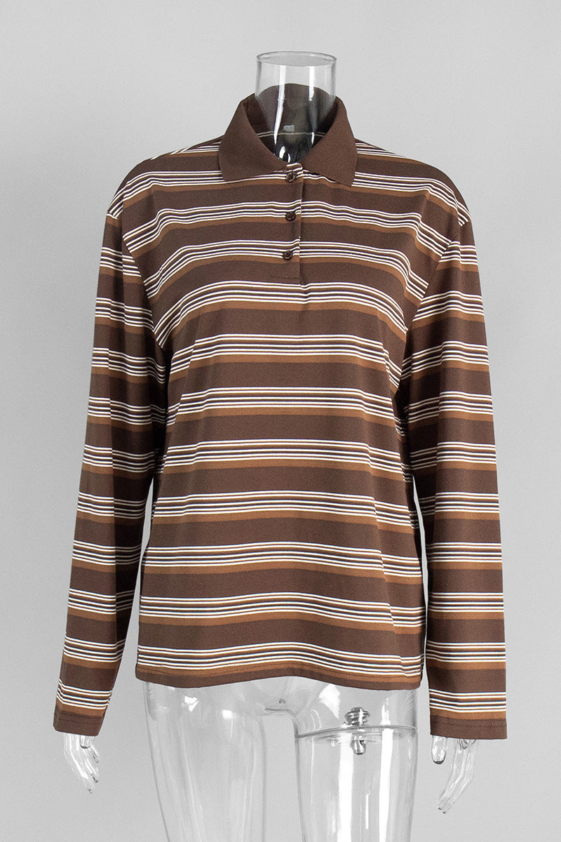 Striped Collared Long Sleeve Shirt