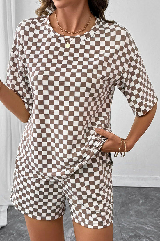Checkerboard Sleeveless Short Set