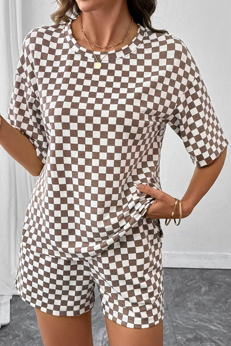 Checkerboard Sleeveless Short Set