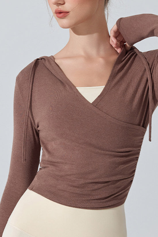 Stylish Wrap Hoodie Long Sleeve Top