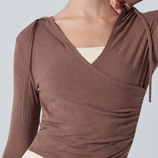 Stylish Wrap Hoodie Long Sleeve Top
