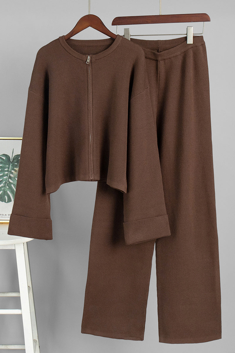 Cozy Chic Zip-Up Pants Set