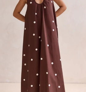 Polka Dot Sleeveless Maxi Dress