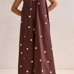 Polka Dot Sleeveless Maxi Dress