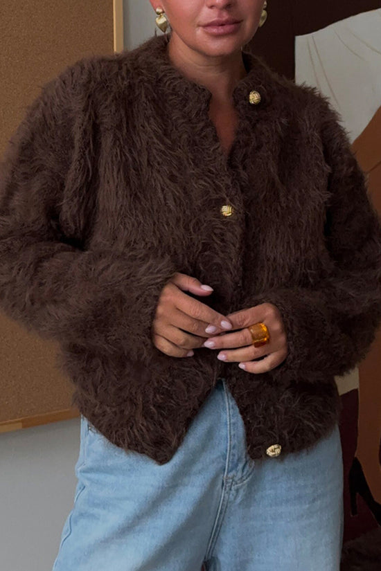 Fluffy Button-Up Cardigan