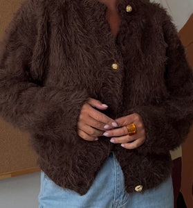 Fluffy Button-Up Cardigan