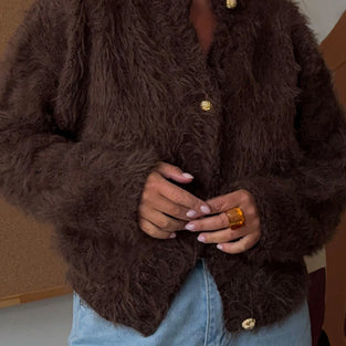 Fluffy Button-Up Cardigan