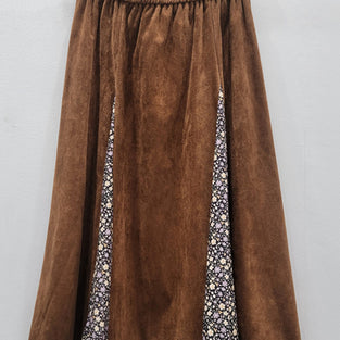 Floral Panel Midi Skirt with Elastic Waist