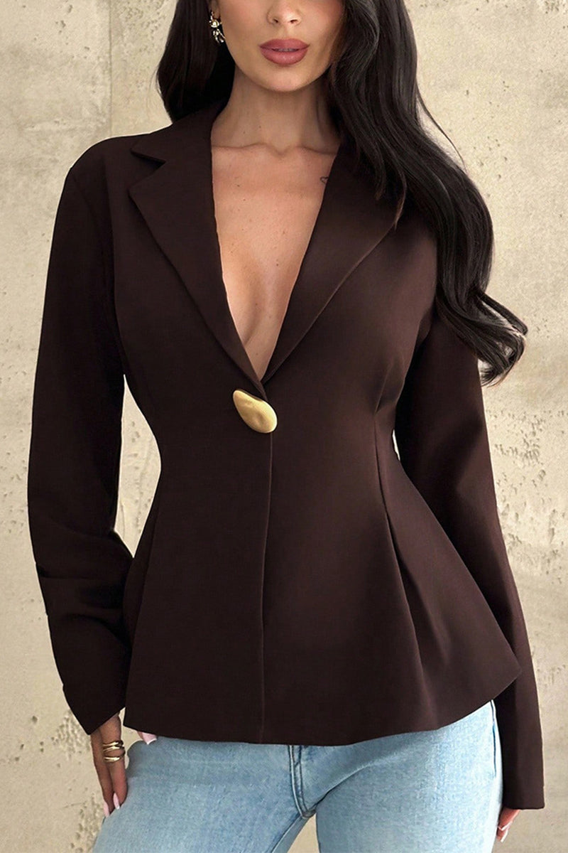 Chic Single-Button Peplum Blazer
