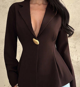 Chic Single-Button Peplum Blazer