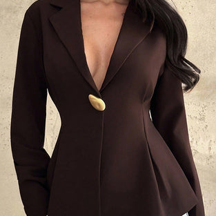 Chic Single-Button Peplum Blazer