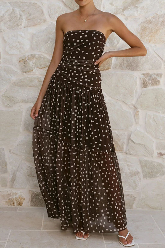 Polka Dot Strapless Maxi Dress