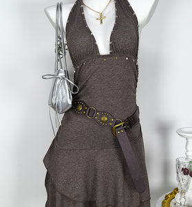 Studded Halter Layered Dress