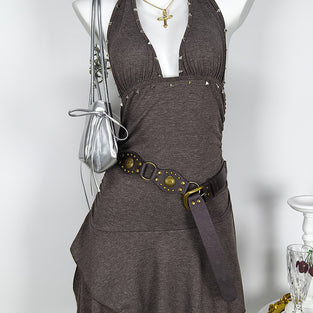Studded Halter Layered Dress