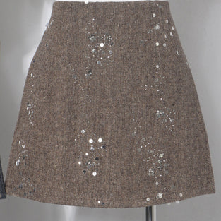 Sparkling Sequin Embellished Mini Skirt