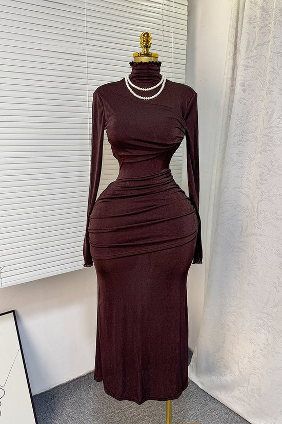 Long Sleeve Ruched Bodycon Dress