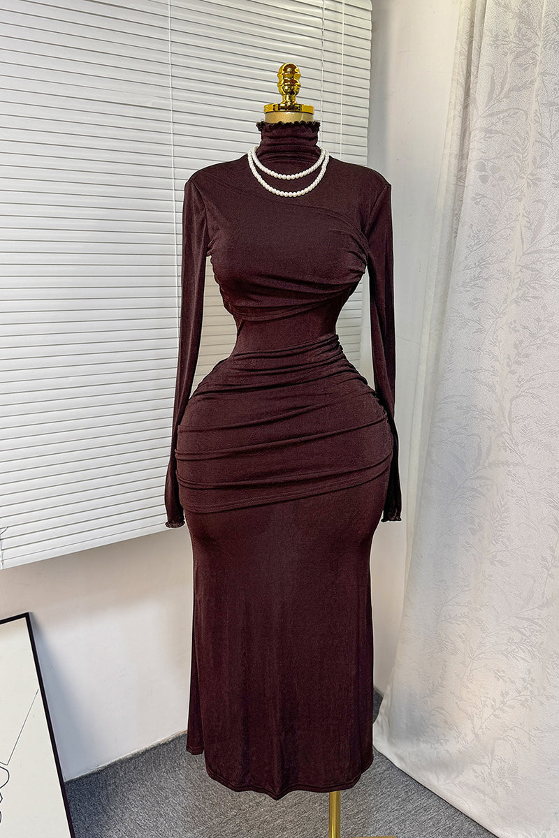 Long Sleeve Ruched Bodycon Dress