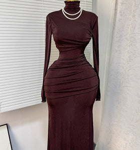 Long Sleeve Ruched Bodycon Dress