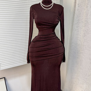 Long Sleeve Ruched Bodycon Dress