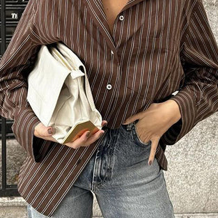 Striped Button-Up Long Sleeve Blouse