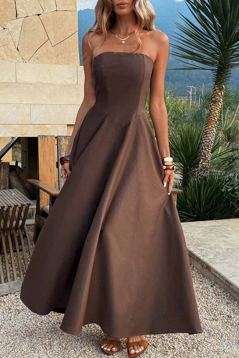 Strapless Flowy Maxi Dress