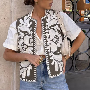 Floral Pattern Sleeveless Vest