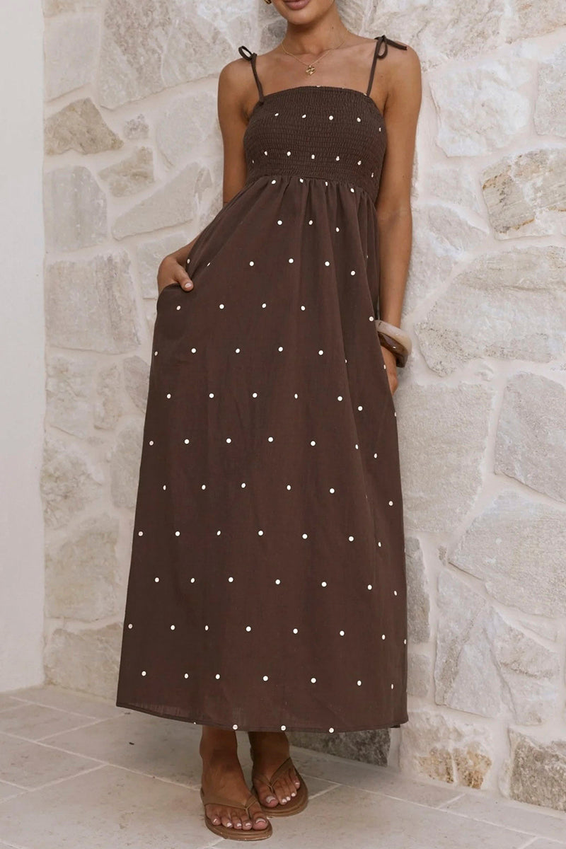 Polka Dot Spaghetti Strap Maxi Dress