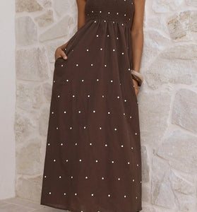 Polka Dot Spaghetti Strap Maxi Dress