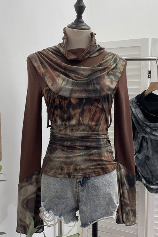 Draped Cowl Neck Long Sleeve Top