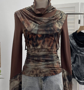 Draped Cowl Neck Long Sleeve Top