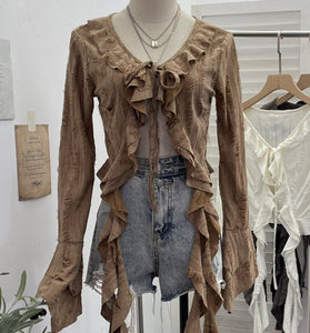 Ruffled Tie-Front Blouse