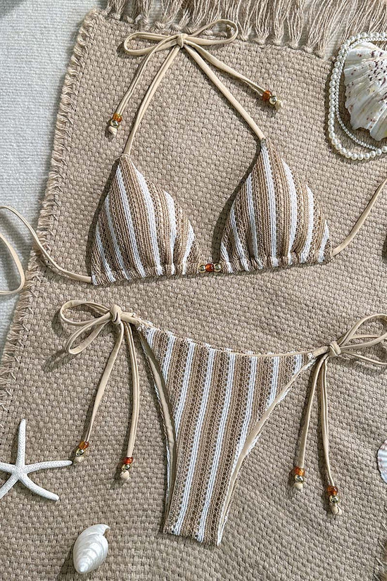 Striped Bikini Set with Tie Details