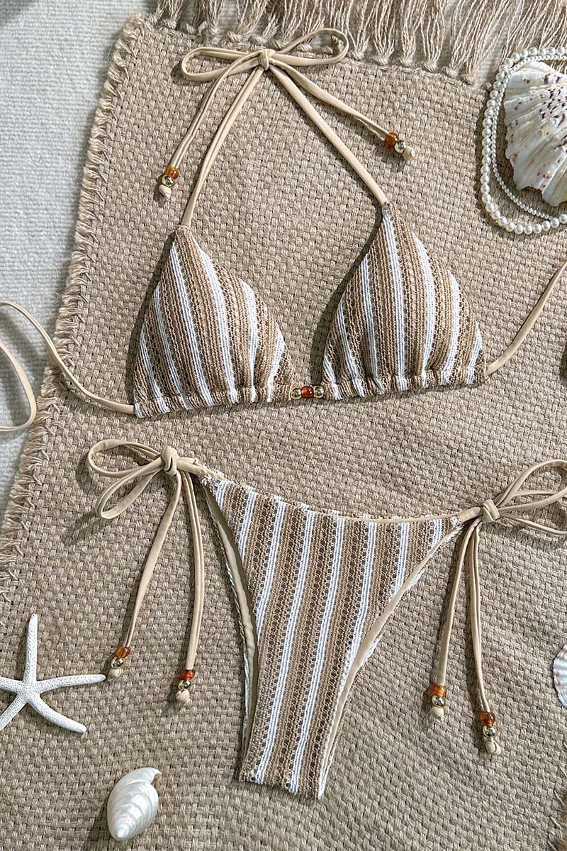 Striped Bikini Set with Tie Details