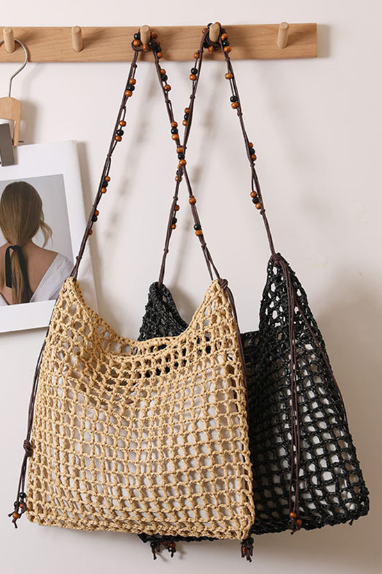 Crochet Shoulder Bag with Beaded Detail